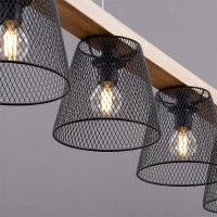 5-flammige Pendelleuchte Taunus, Schwarz / Holz, 5 x E14 max. 25W, 110 x 136 cm – Briloner