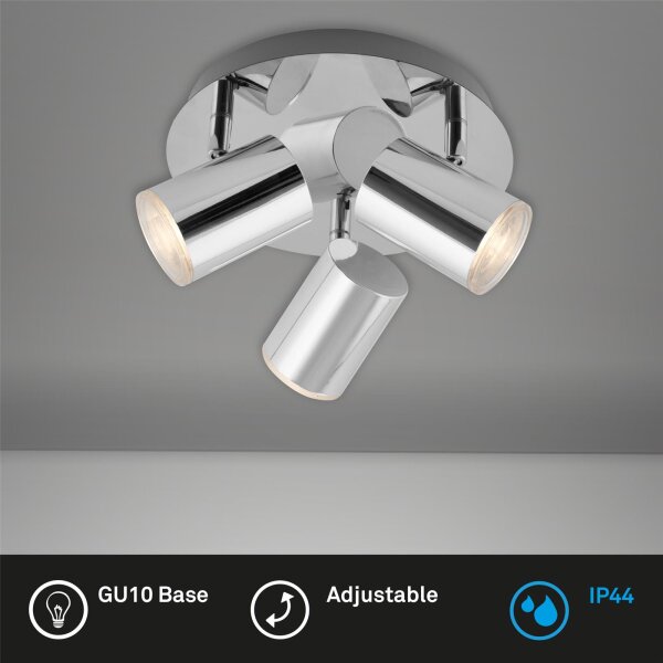 LED Badleuchte Brilo, Chrom, 3x5W (exkl.), schwenkbar, Ø 21 cm – Briloner