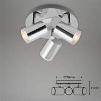 Badleuchte Brilo, Chrom, 3x5W, GU10-Fassung, schwenkbar, Ø 21 cm – Briloner