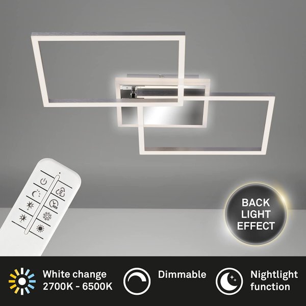 Deckenleuchte Briloner Frame Deckenlampe LED 40W CCT Fernbedienung Nachtlicht