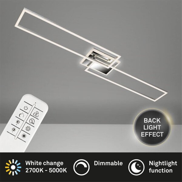 Deckenleuchte Briloner Frame LED Chrom Deckenlampe Lichtfarbe verstellbar Ferbedienung dimmbar