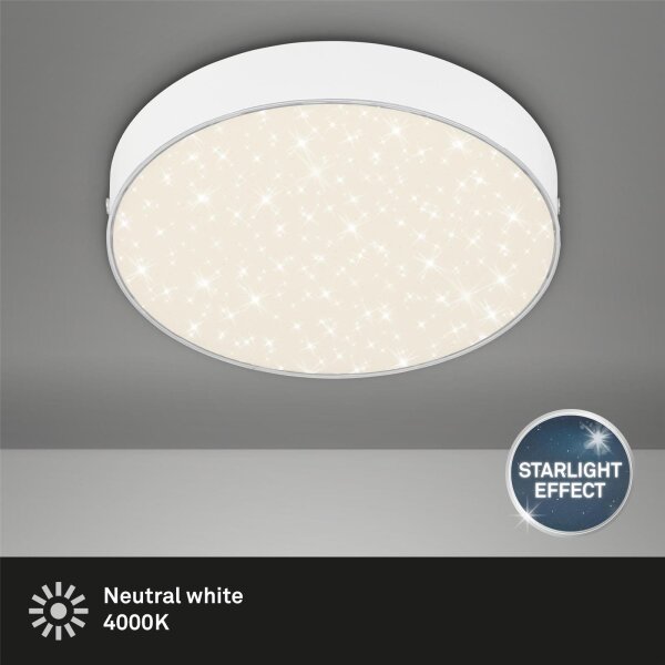 LED Deckenleuchte Sternenhimmel, Weiß, 16 Watt, Sternenhimmel-Effekt, Ø 21,2 cm – Briloner