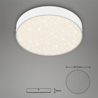 LED Deckenleuchte Sternenhimmel, Weiß, 16 Watt, Sternenhimmel-Effekt, Ø 21,2 cm – Briloner