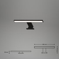 LED Spiegelleuchte Dun, Schwarz, 5 Watt, 4000K, 10,3 x 30 x 3,6 cm – Briloner