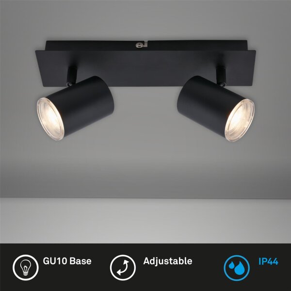 LED Badleuchte Banyo, Schwarz, 2x5W (exkl.), schwenkbar, IP44, 29 x 11,2 cm – Briloner