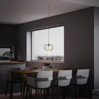 Hängeleuchte Hängelampe, Schwarz / Holzoptik, E27 max. 40W, Ø 30 cm – Briloner