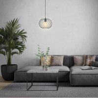 Hängeleuchte Hängelampe, Schwarz / Holzoptik, E27 max. 40W, Ø 30 cm – Briloner