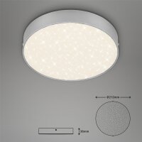 LED Deckenleuchte Sternenhimmel, Silber, 16 Watt, Sternenhimmel-Effekt, Ø 21,2 cm – Briloner