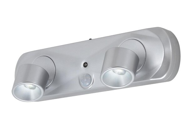Akku-Wandleuchte Terya, Silber, 2x0,4W, mit Bewegungsmelder, 18,6 x 5,1 cm – Briloner