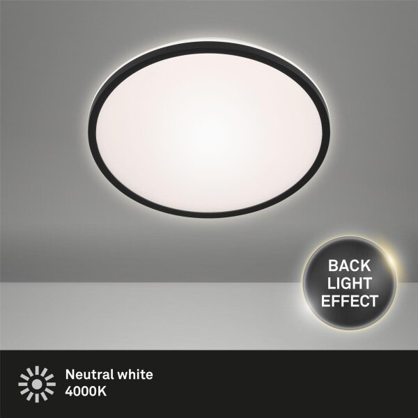 LED Deckenleuchte mit Backlight-Effekt, Schwarz, 15 Watt, 1500lm, 4000K – Briloner
