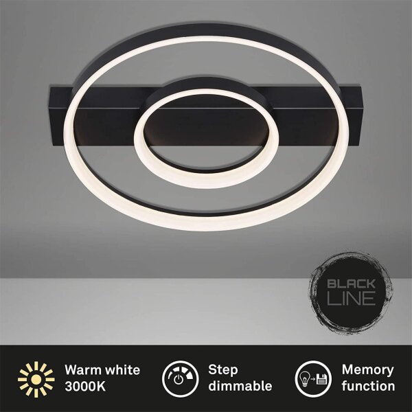 Deckenleuchte Frame LED Schwarz mit Lichteffekt Deckenlampe