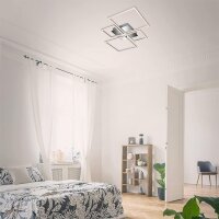 Deckenleuchte Briloner Frame LED 38W dimmbar Deckenlampe schwenkbar Fernbedienung CCT Chrom-Alu