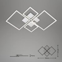 Deckenleuchte Briloner Frame LED 38W dimmbar Deckenlampe schwenkbar Fernbedienung CCT Chrom-Alu