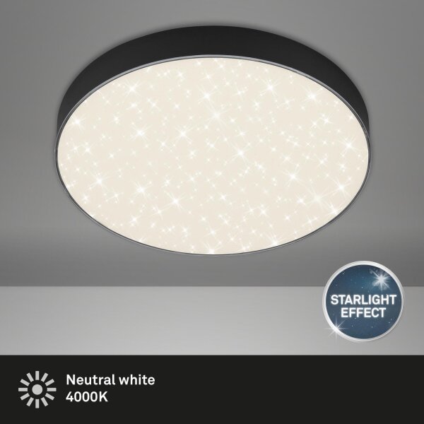 LED Deckenleuchte Sternenhimmel, Schwarz, 21 Watt, Sternenhimmel-Effekt, Ø 28,7 cm – Briloner
