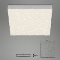 LED Deckenlampe Sternenhimmel, Silber, 21 Watt, 4000K, 28,7 x 28,7 x 3,6 cm – Briloner