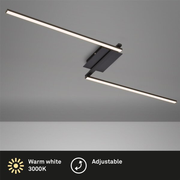 LED Deckenleuchte Deckenlampe, Schwarz, 12 Watt, 143,6 x 12 x 6,6 cm – Briloner
