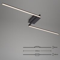 LED Deckenleuchte Deckenlampe, Schwarz, 12 Watt, 143,6 x 12 x 6,6 cm – Briloner