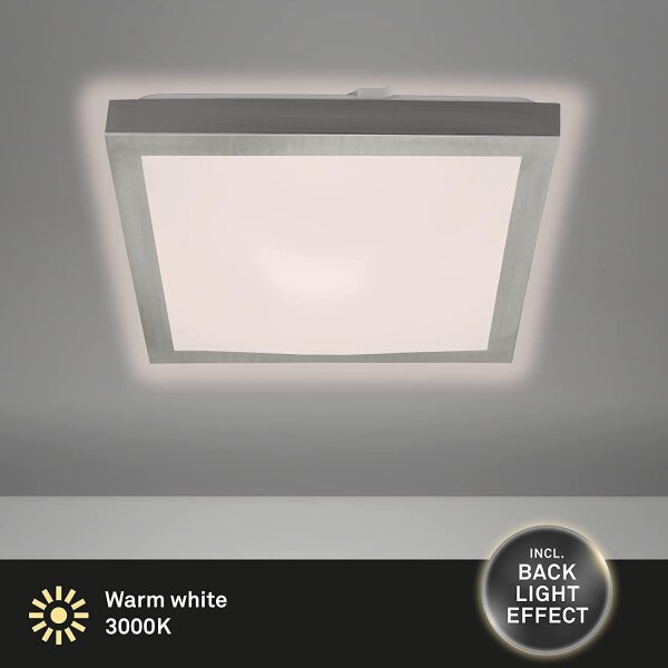 LED Deckenlampe Backlight-Effekt, Nickelmatt, 12 Watt, 3000K, Backlight-Effekt – Briloner
