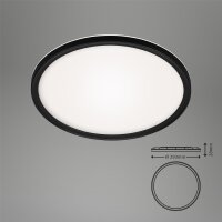 Briloner Slim LED Panel Ø29,3cm Schwarz mit Backlight Effekt, 18W 4000K