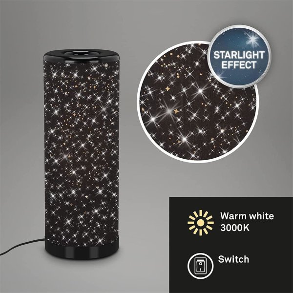 B-Kartonage Tischleuchte Briloner LED Sternen Optik Schwarz Tischlampe
