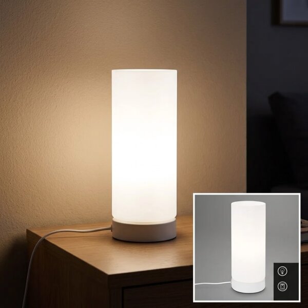 Tischleuchte, Weiß, 25 Watt, Ø 10 cm – Briloner