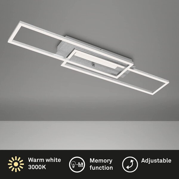 Deckenleuchte Briloner Frame LED 40W schwenkbar Mittellicht Deckenlampe Aluminium gebürstet