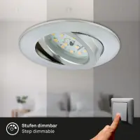 Einbauleuchten Briloner LED 3er Set 6,5 Watt Chrom stufenweise dimmbar warmweiß Einbauspot