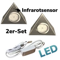 2x Dreieck LED 2 x 2,5W Infrarotsensor Unterbauleuchte Unterbaulampen warmweiß