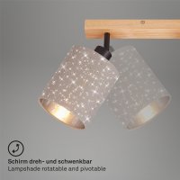 Deckenleuchte Briloner 3xE27 47,5CM Deckenlampe Schwenkbar Strahler Sternenhimmel Textilschirm Spot Holz Taupe