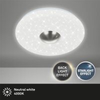 LED Deckenleuchte Nalu, Weiß / Nickelmatt, 18 Watt, Sternenhimmel-Effekt, Ø 38 cm – Briloner
