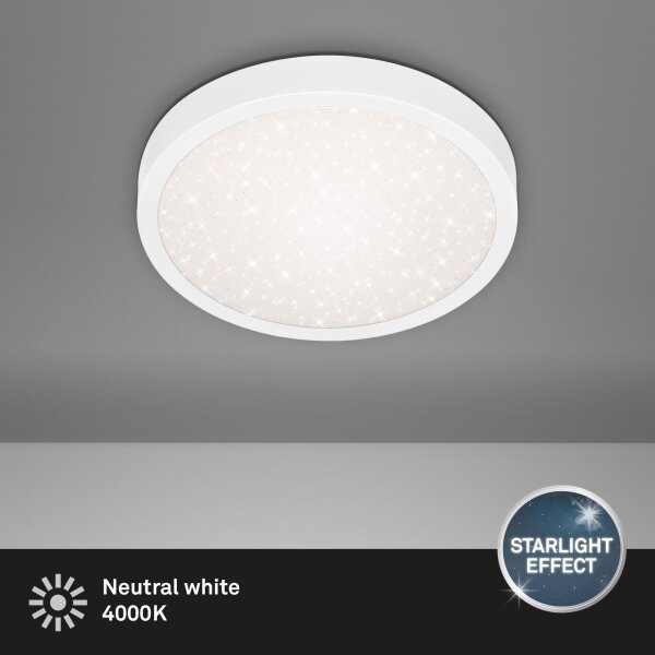 LED Deckenleuchte Sternenhimmel, Weiß, 18,5 Watt, Sternenhimmel-Effekt, Ø 28 cm – Briloner