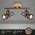 2-flammiger Deckenstrahler Tahun, Holz / Antik-Grau, 2x5W, 3000K, schwenkbar – Briloner