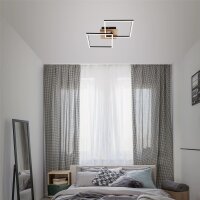 Deckenleuchte Briloner Frame LED 24W 62CM Deckenlampe Schwenkbar Dimmbar 3000K Holz Schwarz