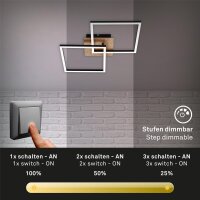 LED Deckenlampe Frame, Schwarz / Holzdekor, 24 Watt, 3000K, dimmbar, schwenkbar – Briloner