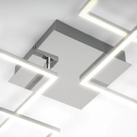 B-Kartonage Deckenleuchte Briloner Frame LED 30W 95,6CM Deckenlampe Dimmbar Schwenkbar 3000K Alu-Chrom