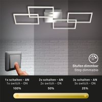 Deckenleuchte Briloner Frame LED 30W 95,6CM Deckenlampe Dimmbar Schwenkbar 3000K Alu-Chrom