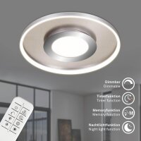 LED Deckenleuchte Deckenlampe, Nickelmatt, 25 Watt, 2700 – 6500K, dimmbar – Briloner