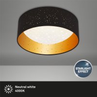 B-Kartonage Deckenleuchte Briloner Maila LED 12W Ø 32CM Deckenlampe Sternenhimmel Stoffschirm 4000K Schwarz-Gold