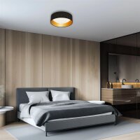 Deckenleuchte Briloner Maila LED 12W Ø 32CM Deckenlampe Sternenhimmel Stoffschirm 4000K Schwarz-Gold