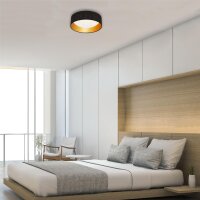 Deckenleuchte Briloner Maila LED 12W Ø 32CM Deckenlampe Sternenhimmel Stoffschirm 4000K Schwarz-Gold