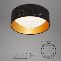 Deckenleuchte Briloner Maila LED 12W Ø 32CM Deckenlampe Sternenhimmel Stoffschirm 4000K Schwarz-Gold