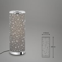 Tischleuchte Briloner LED 5W GU10 Ø 13CM Tischlampe Sternenhimmel Textilschirm Kabelschalter 3000K Grau-Chrom