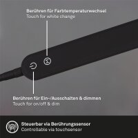 Tischlampe Tischleuchte, Schwarz, 8 Watt, 3000K, Touchdimmer, 23 x 16,5 x max. 95 cm – Briloner