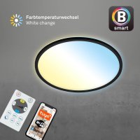 B-Kartonage Deckenleuchte Briloner SmartHome Deckenlampe 22W CCT Dimmbar Fernbedienung Panel Backlight Rund Schwarz