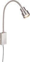 LED Wandlampe Bettlampe, Nickelmatt, 5 Watt, 400lm, 3000K, 2,6 x 6 x 69 cm – Briloner