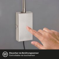 LED Wandlampe Bettlampe, Nickelmatt, 5 Watt, 400lm, 3000K, 2,6 x 6 x 69 cm – Briloner