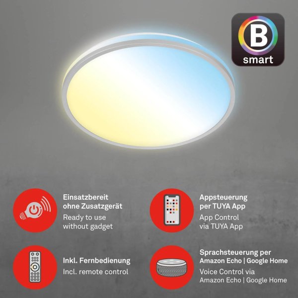 B-Kartonage Deckenleuchte Briloner LED Ø Deckenlampe 35,00 € 33,3CM 24W Smart