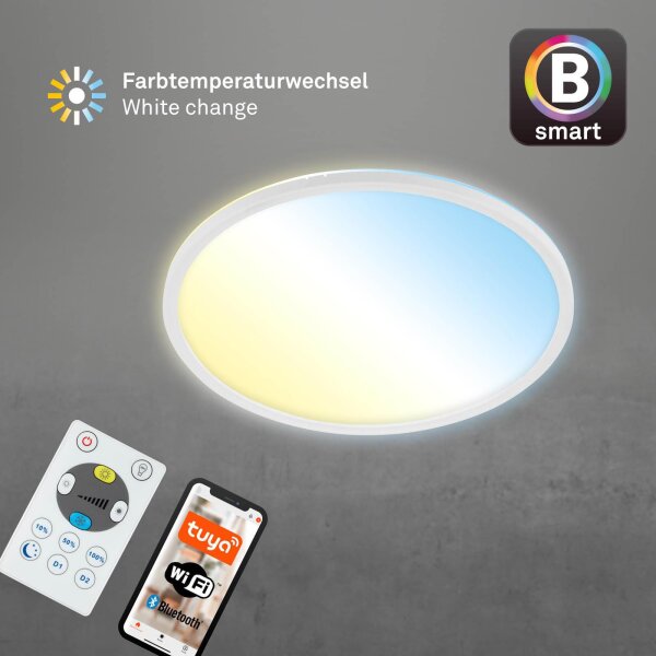 Deckenleuchte Briloner SmartHome Tuya LED 22W Panel CCT weiß Ø42cm