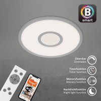 Briloner Deckenleuchte Smart Home Centerlight LED 24W Deckenlampe CCT RGB Dimmbar Silber