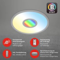 Briloner Deckenleuchte Smart Home Centerlight LED 24W Deckenlampe CCT RGB Dimmbar Silber